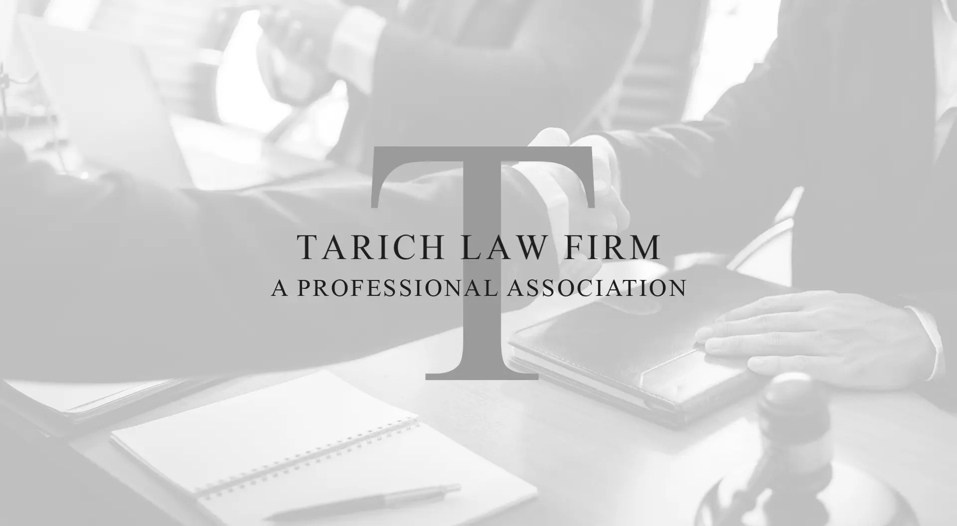 cover image, tarich law firm logo